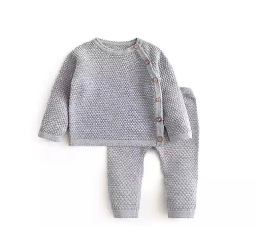 Ensemble bébé tricot - gris
